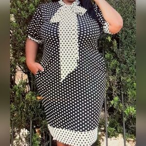 Black and White Polka Dot Dress with Bow